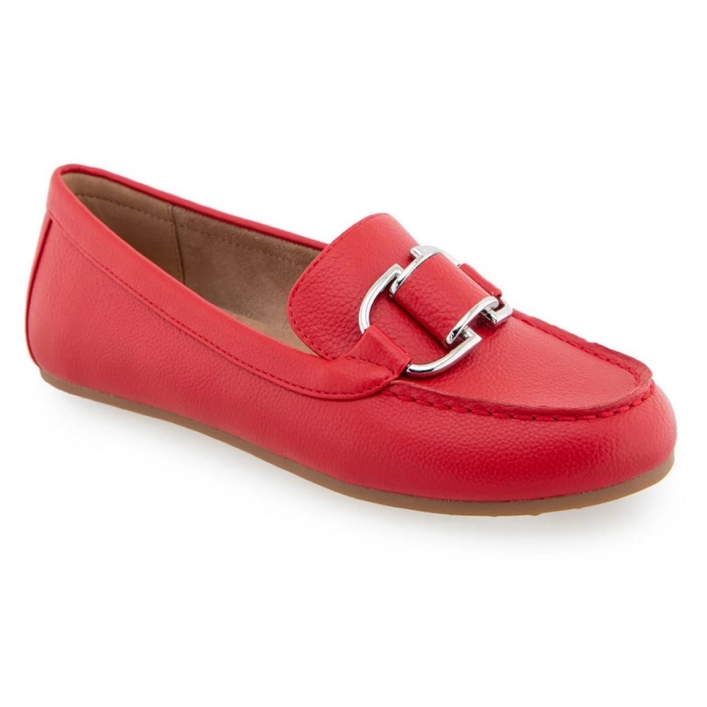 Aerosols Red Faux Leather Loafers